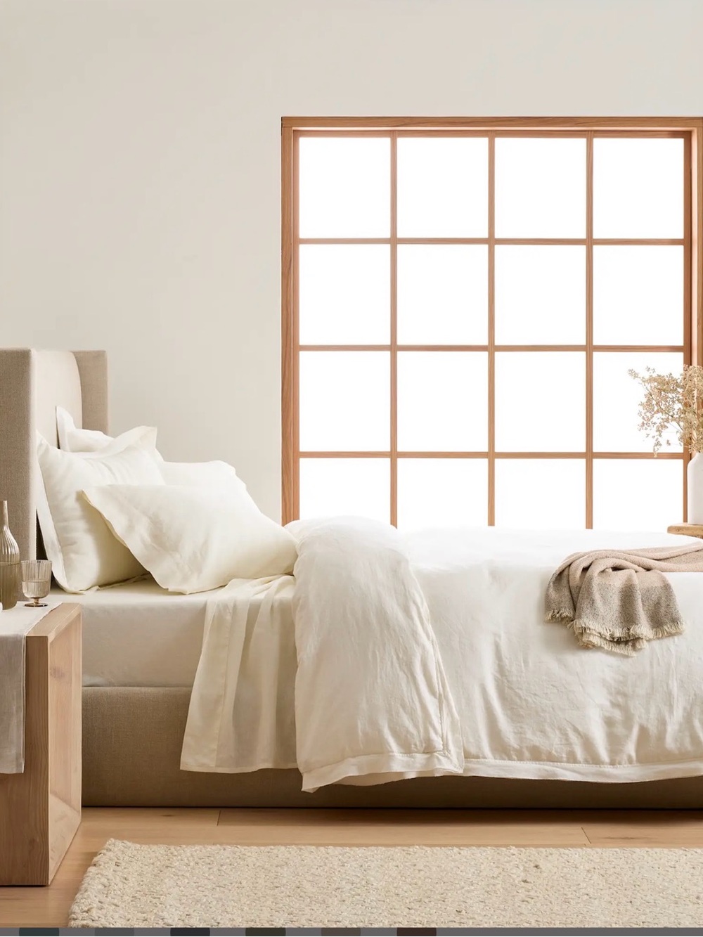 European Linen Double Flange Duvet Cover - King/Cal King in IVORY: NEW